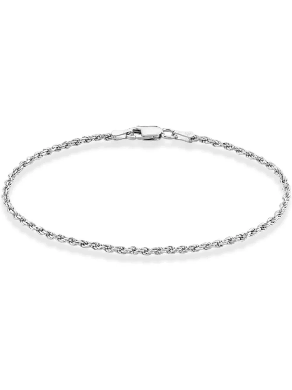 Sterling Silver Rope Bracelet for Women & Men | 2mm & 3mm Diamond-Cut Chain